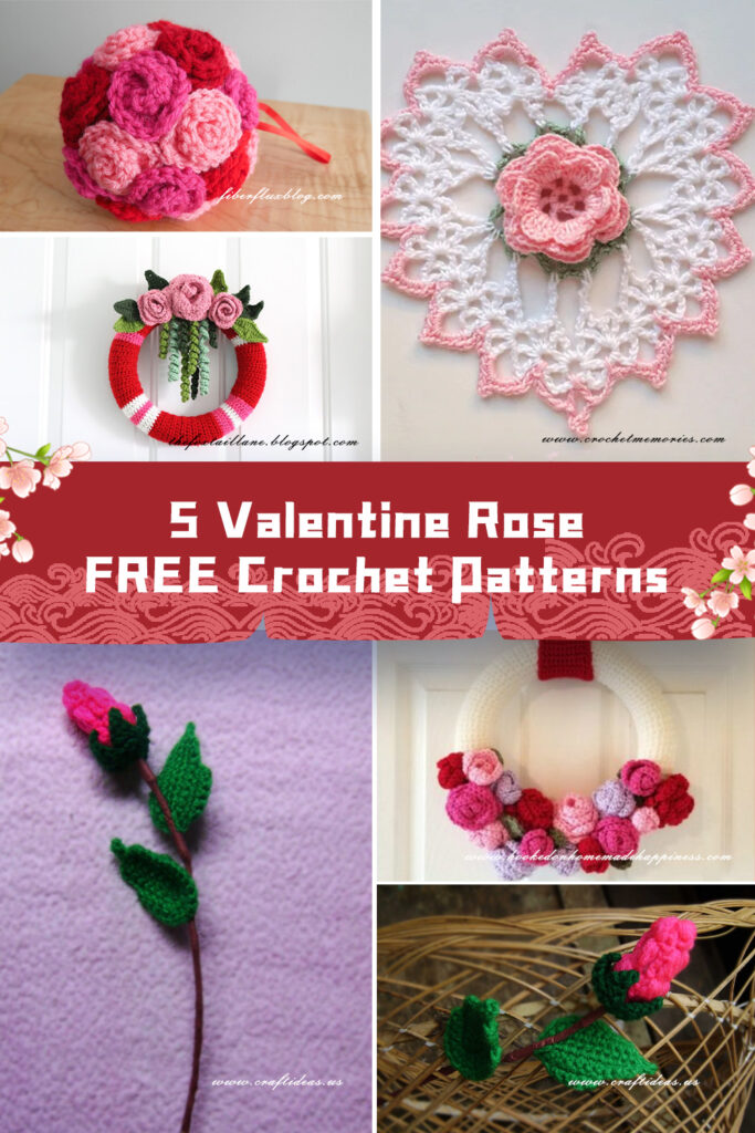 5 Valentine Rose Crochet Patterns - FREE