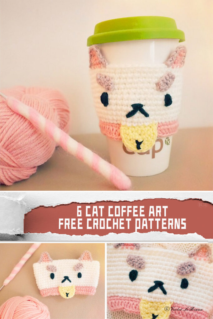 6 Cat Coffee Art Crochet Patterns - FREE