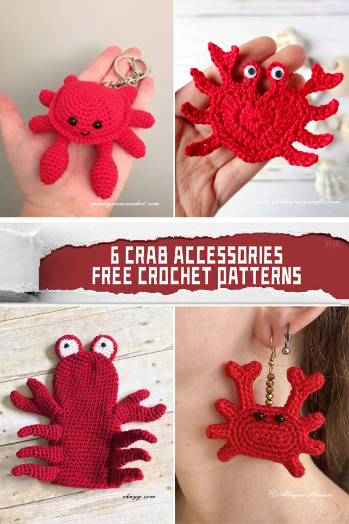  6 Crab Accessories Crochet Patterns - FREE 