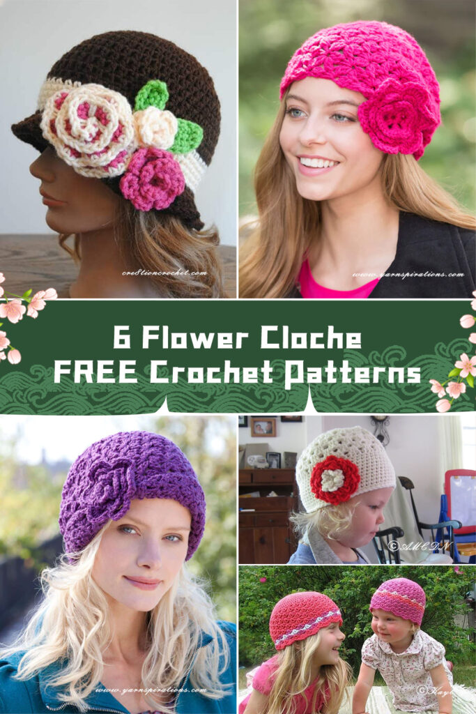 6 Flower Cloche Crochet Patterns - FREE