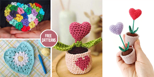 6 Flower Heart Amigurumi Crochet Patterns - FREE