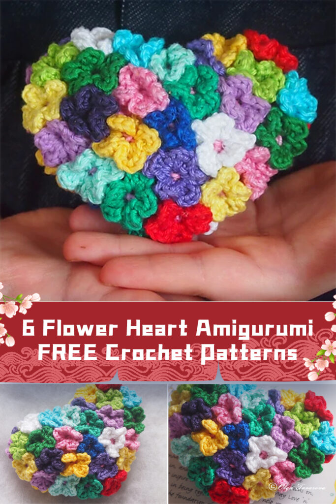 6 Flower Heart Amigurumi Crochet Patterns - FREE