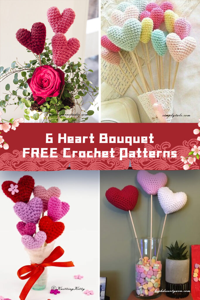 6 Heart Bouquet Crochet Patterns -  FREE