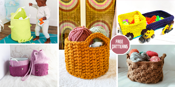 6 Storage Basket Crochet Patterns –  FREE