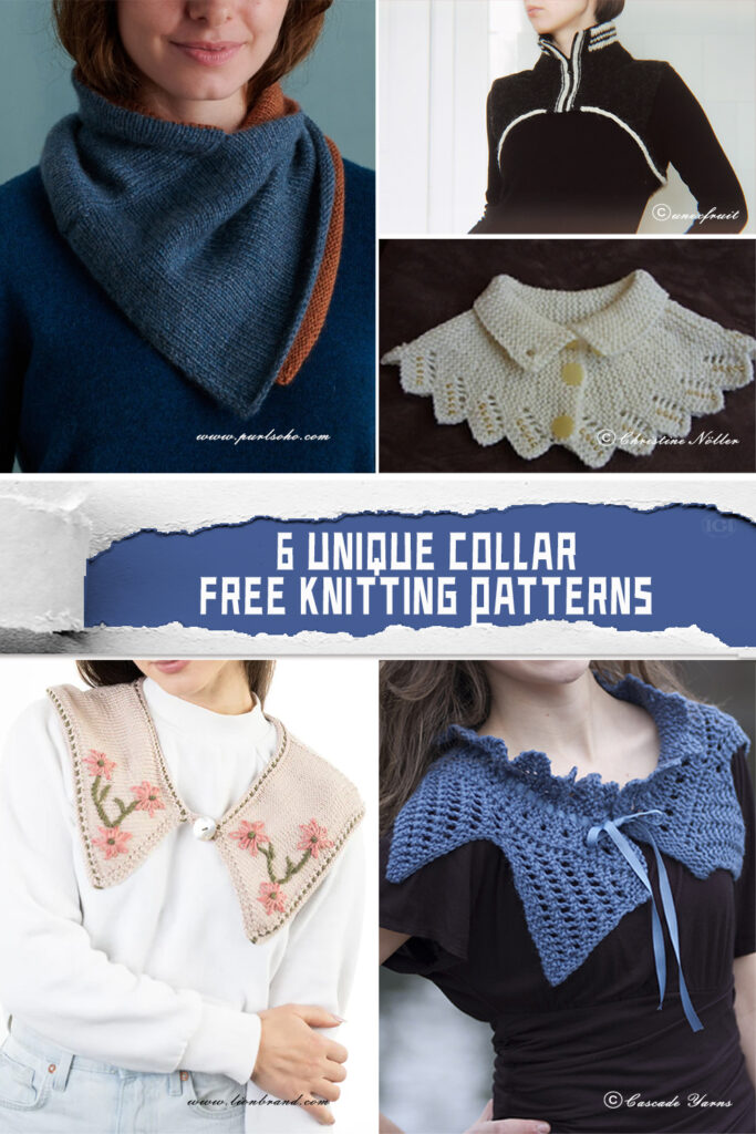 6 Unique Collar Knitting Patterns -  FREE 