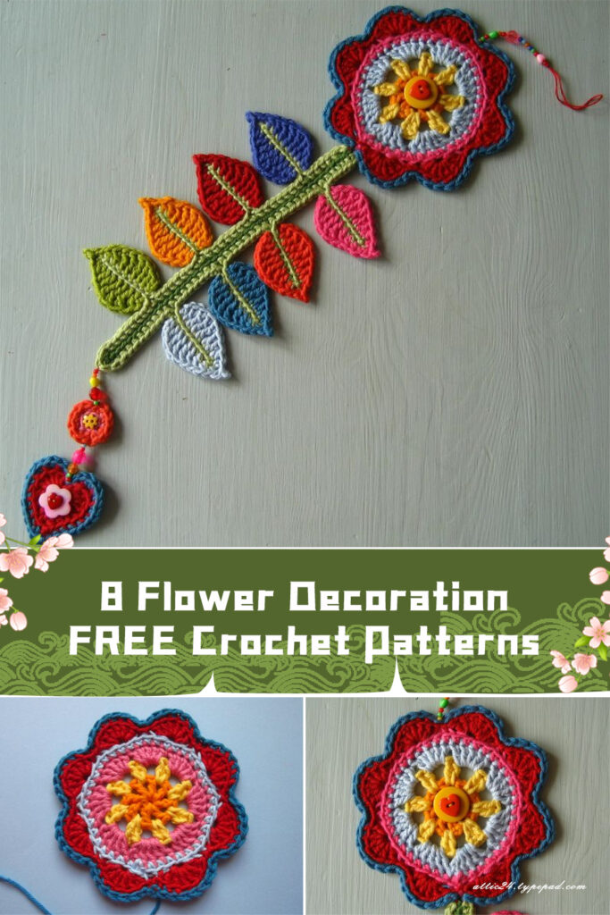 8 Flower Decoration Crochet Patterns -  FREE