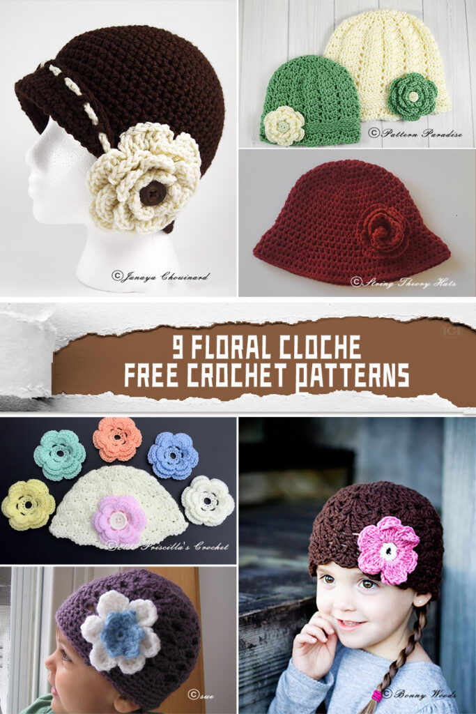 9 Floral Cloche Hat Crochet Patterns - FREE