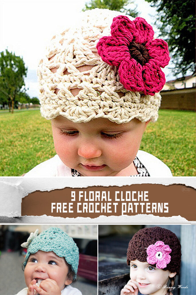 9 Floral Cloche Hat Crochet Patterns - FREE