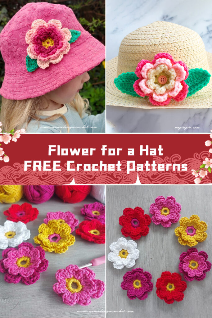 FREE Flower for a Hat Crochet Patterns