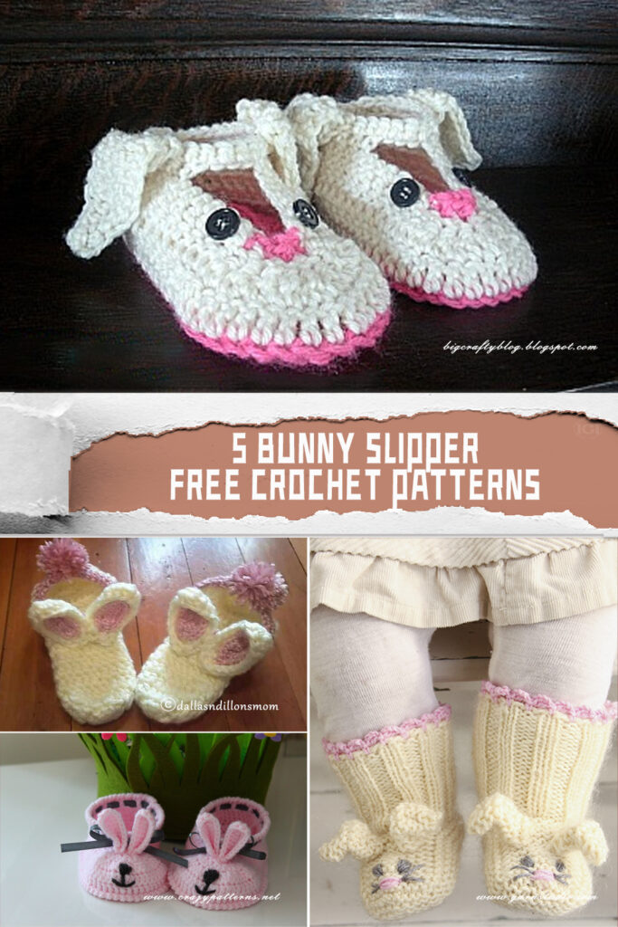 5 Bunny Slipper Crochet Patterns - FREE
