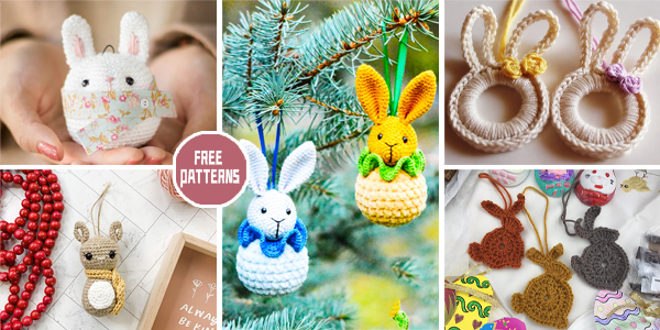 6 Bunny Ornament  Crochet Patterns – FREE