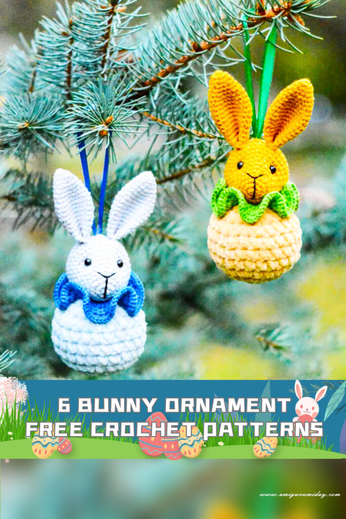 6 Bunny Ornament  Crochet Patterns - FREE