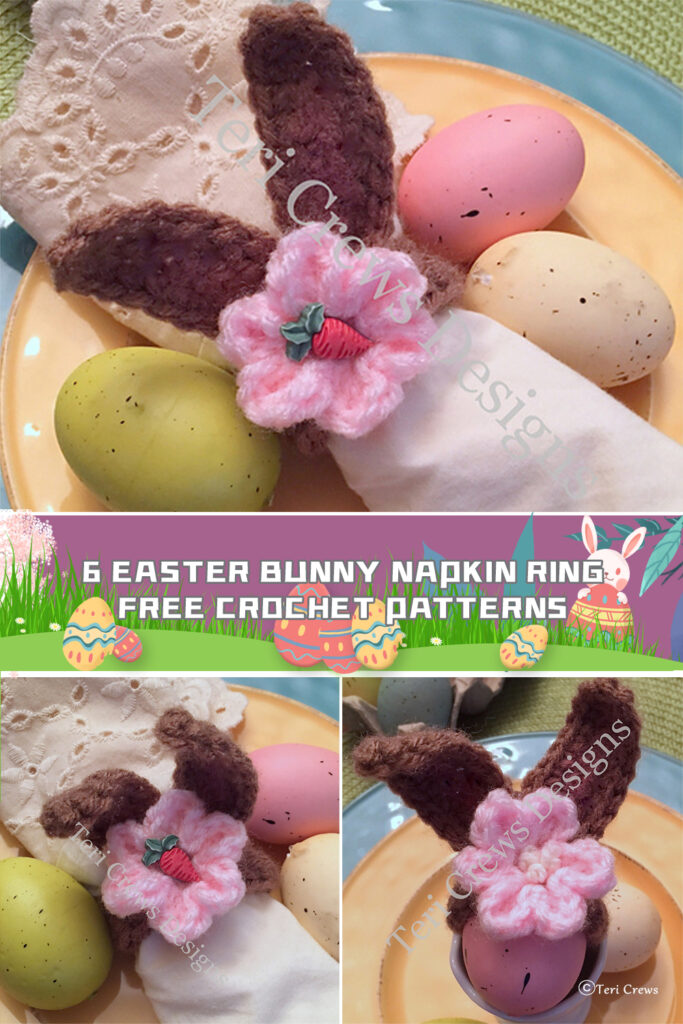 6 Easter Bunny Napkin Ring Crochet Patterns - FREE