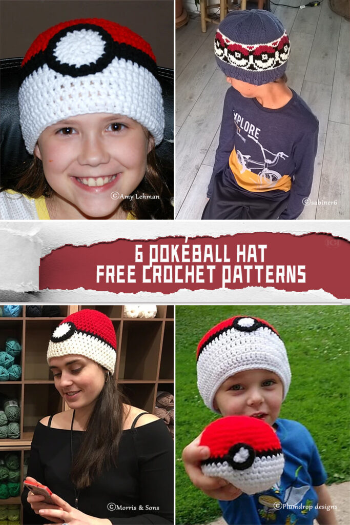 6 Pokéball Hat Crochet Patterns - FREE