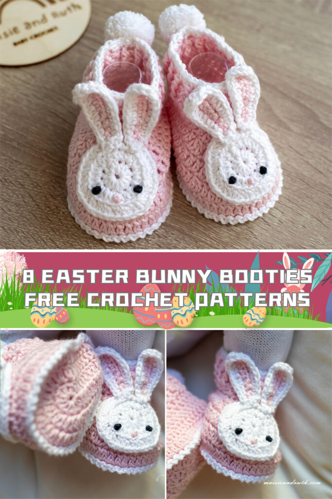 8 Easter Bunny Booties Crochet Patterns - FREE