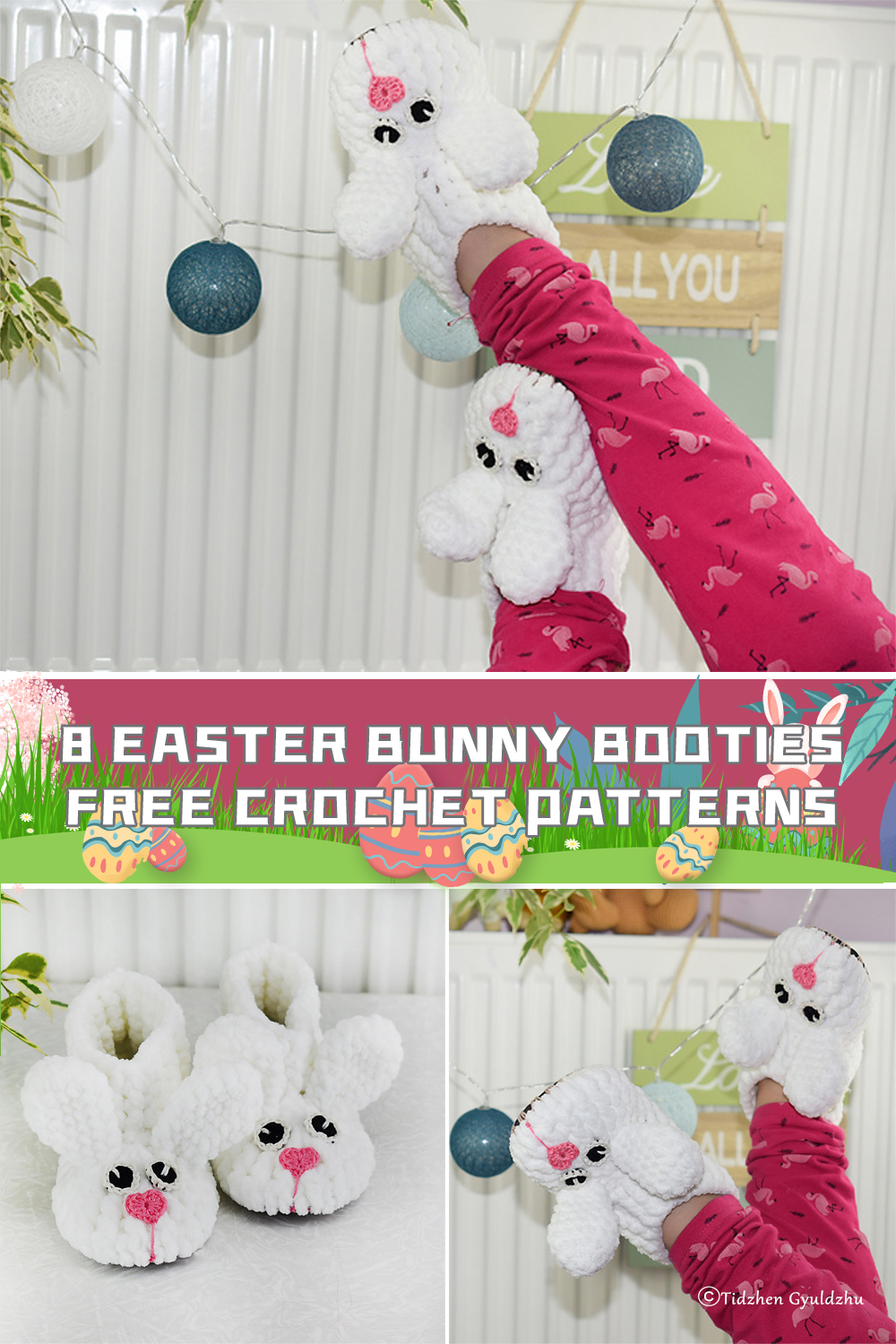 8 Easter Bunny Booties Crochet Patterns - FREE - iGOODideas.com