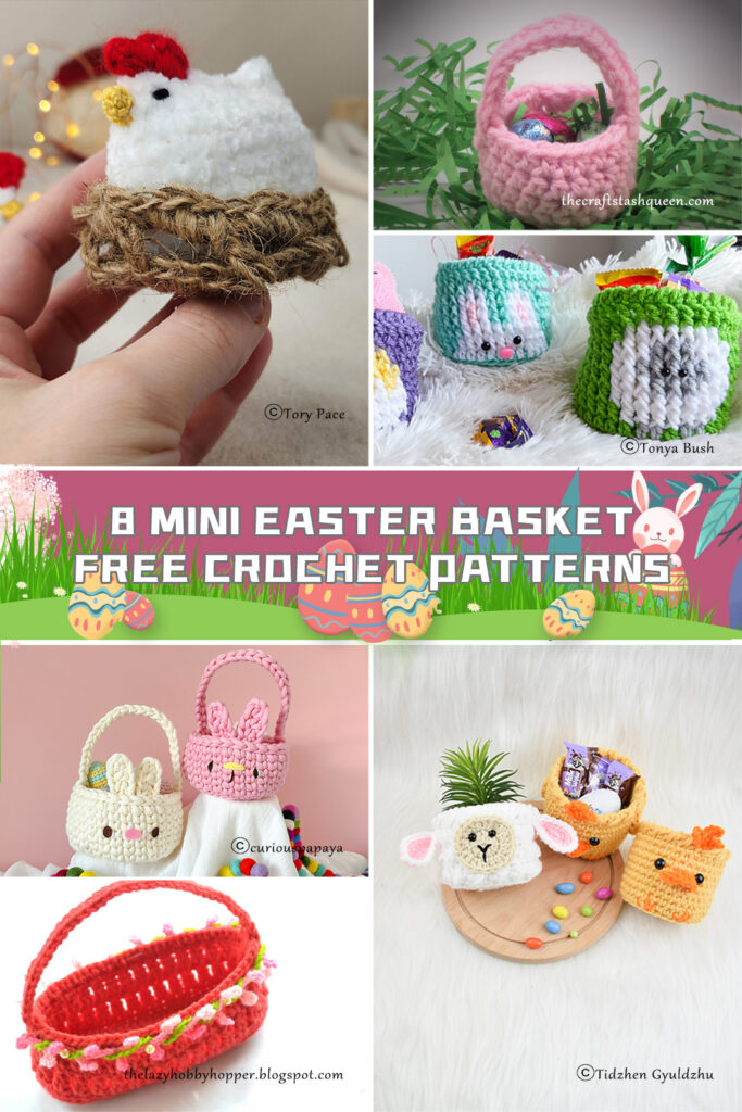 8 Mini Easter Basket Crochet Patterns - FREE