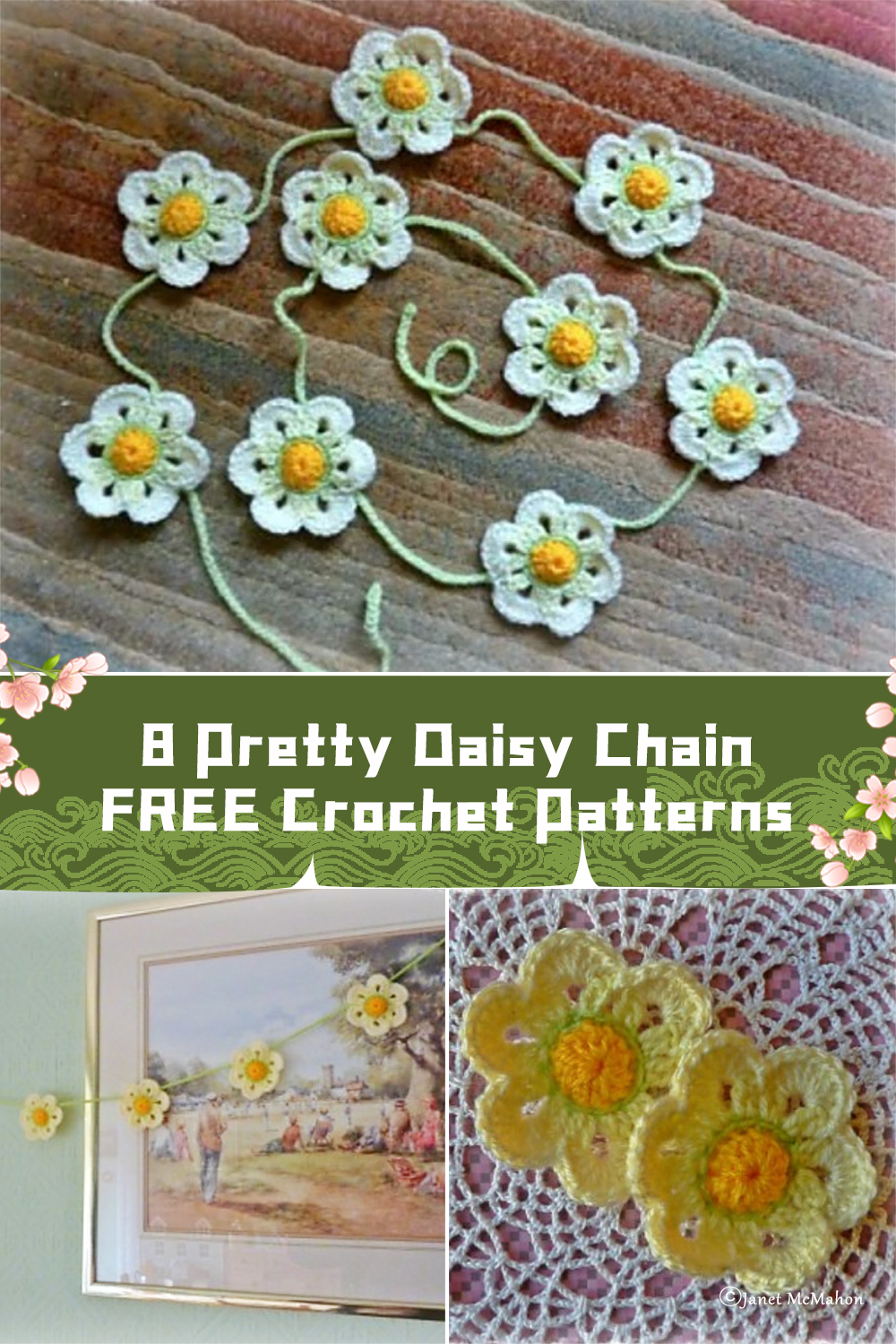 8 Pretty Daisy Chain Crochet Patterns - FREE - iGOODideas.com