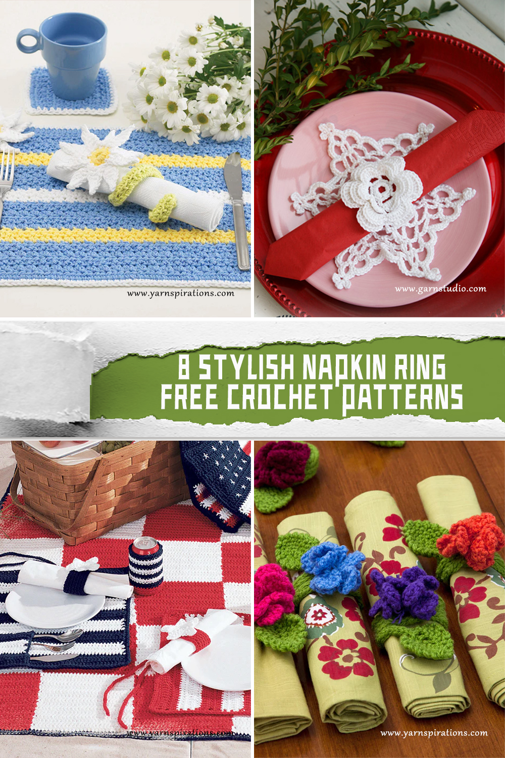 8 Stylish Napkin Ring Crochet Patterns FREE