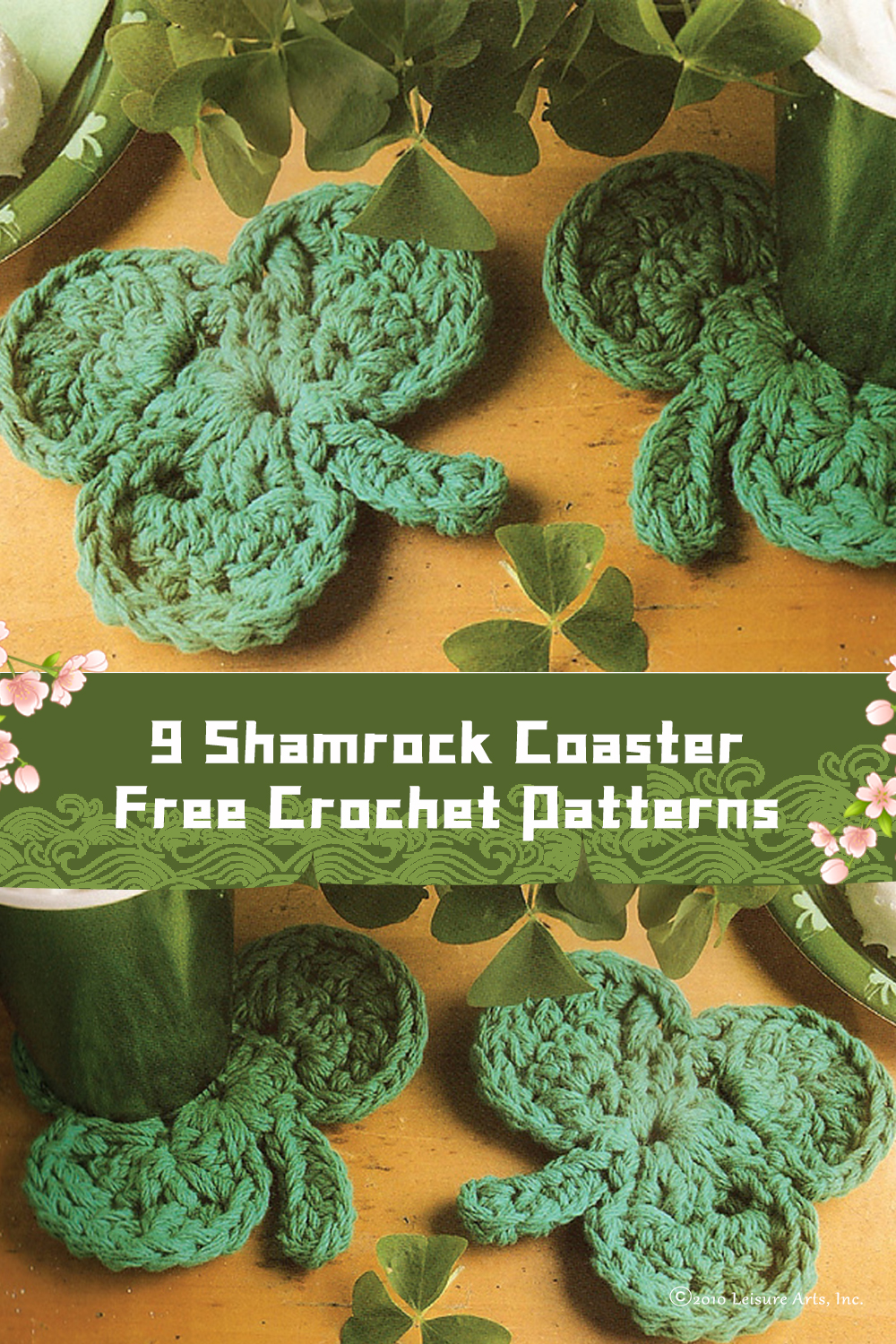 9 Shamrock Coaster Crochet Patterns FREE