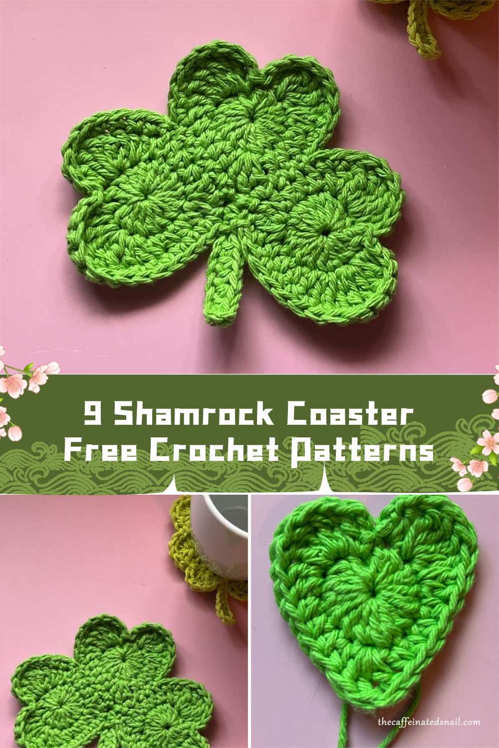 9 Shamrock Coaster Crochet Patterns FREE
