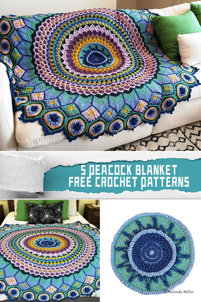 5 Pretty Peacock Blanket Crochet Patterns - FREE