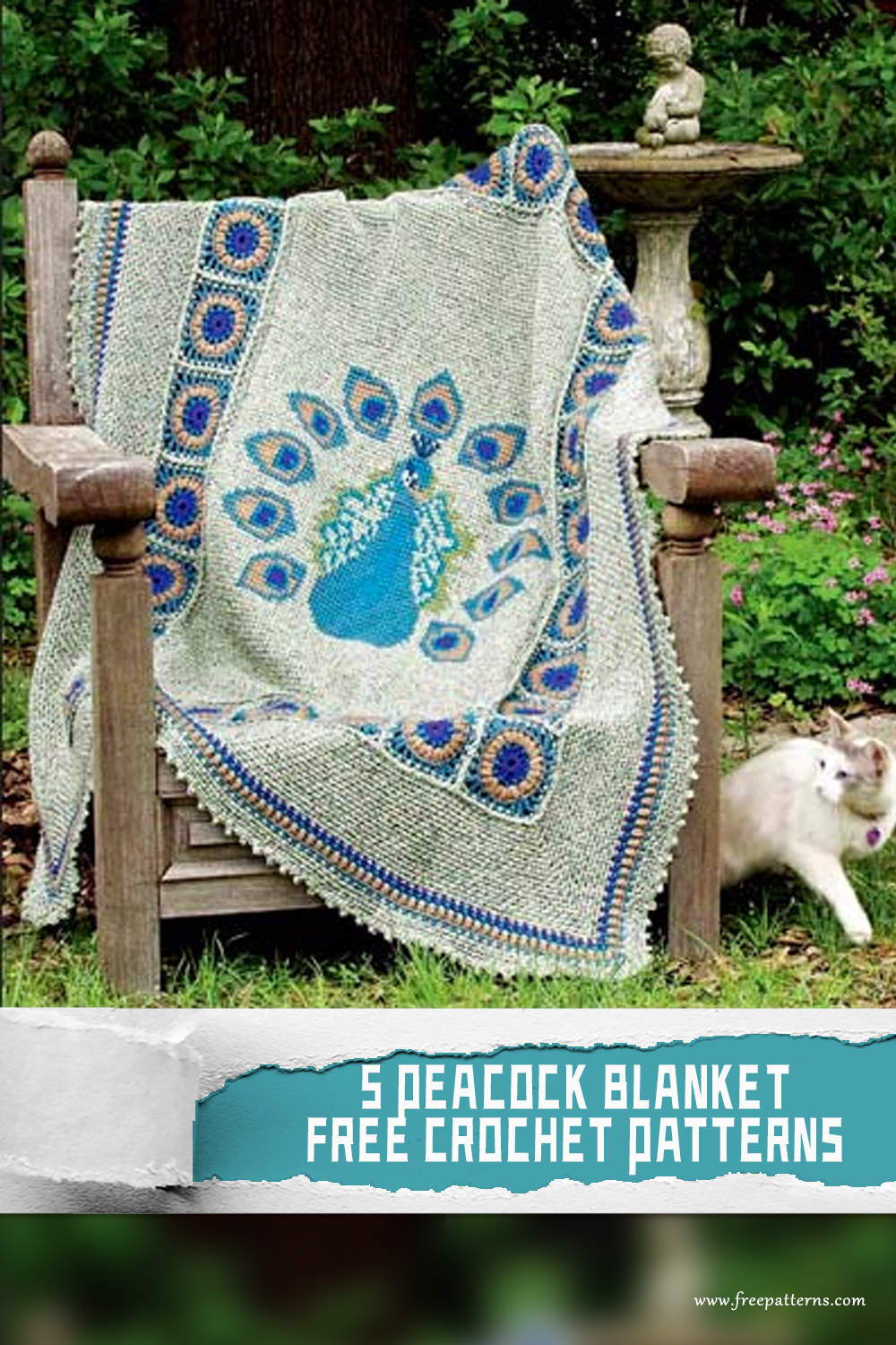 5 Pretty Peacock Blanket Crochet Patterns FREE