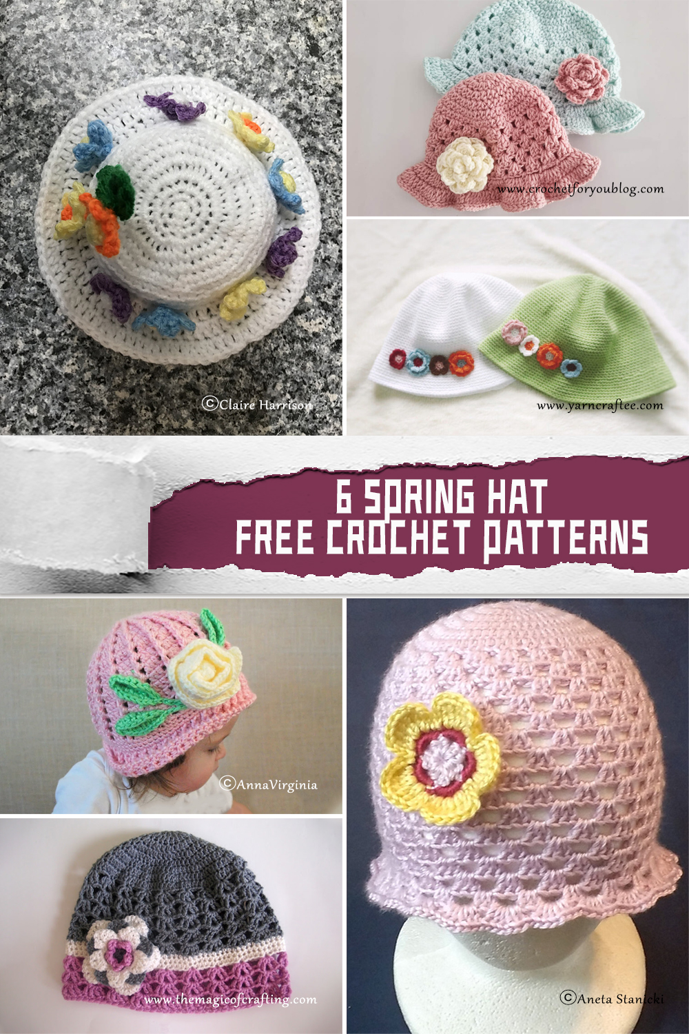 6 Spring Hat Crochet Patterns - FREE - iGOODideas.com