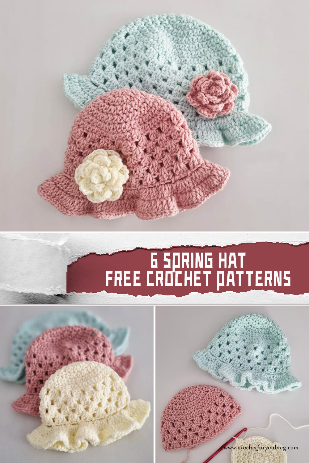 6 Spring Hat Crochet Patterns - FREE - iGOODideas.com