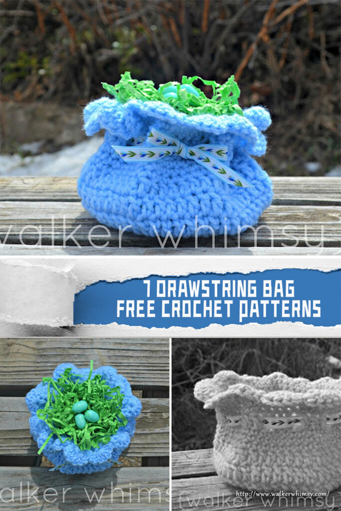 7 Drawstring Bag Crochet Patterns - FREE