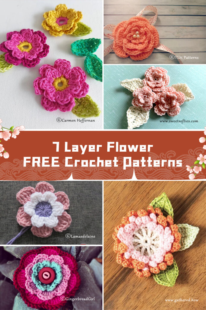 7 Layer Flower Crochet Patterns -  FREE