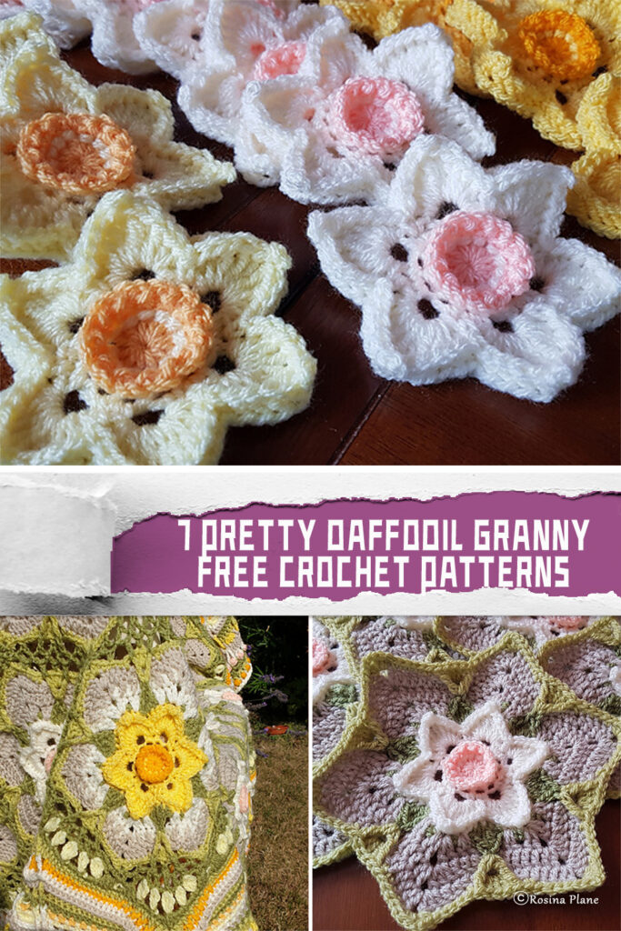 7 Pretty Daffodil Granny Crochet Patterns - FREE
