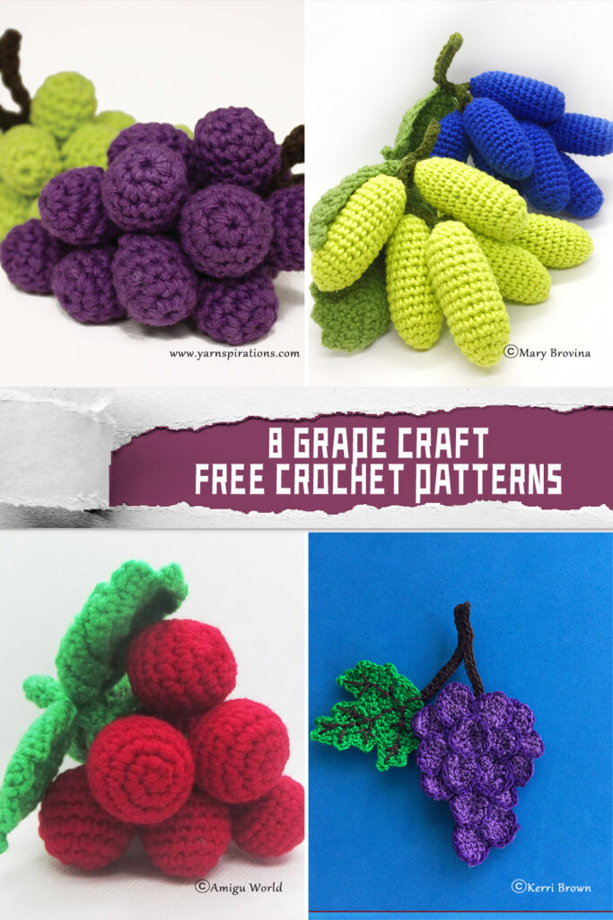 8 Grape Craft Crochet Patterns - FREE