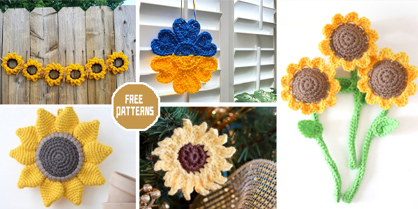 8 Sunflowers Decoration Crochet Patterns - FREE