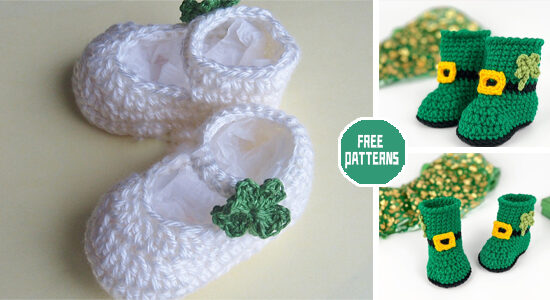 Lucky Shamrock Baby Booties Crochet Patterns - FREE