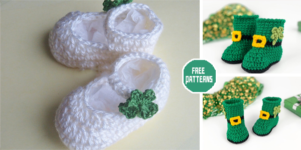 Lucky Shamrock Baby Booties Crochet Patterns - FREE