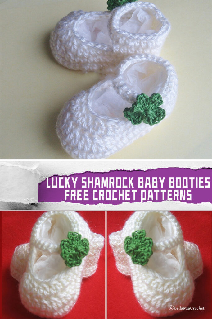 Lucky Shamrock Baby Booties Crochet Patterns -  FREE