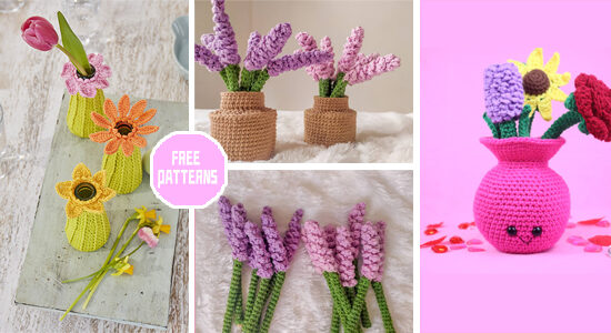 Pretty Flower & Vase FREE Crochet Patterns